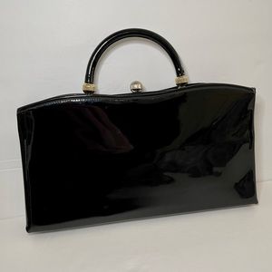 Vintage Black Patent Leather Evening bag.